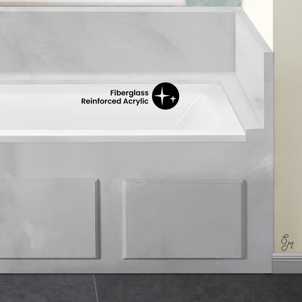 Swiss Madison Voltaire 60 x 30 Left Drain Soaking Alcove Bathtub in Glossy White with Integrated Overflow, Drain Included