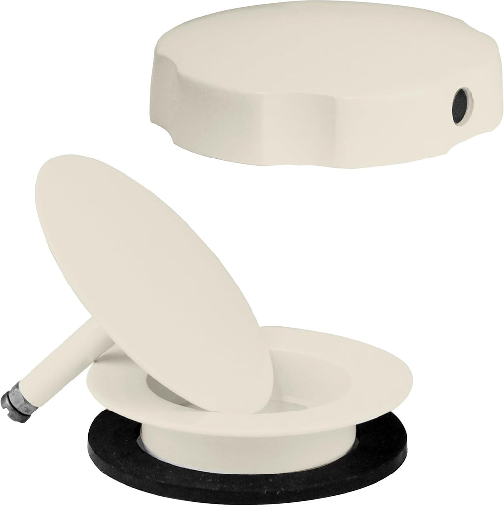 Westbrass A50P35TLE-65 35' Cable Drive Bath Drain Trim Kit with Rotary Overflow Cover Knob, European Stopper and Poly Tubular Pipes, Biscuit