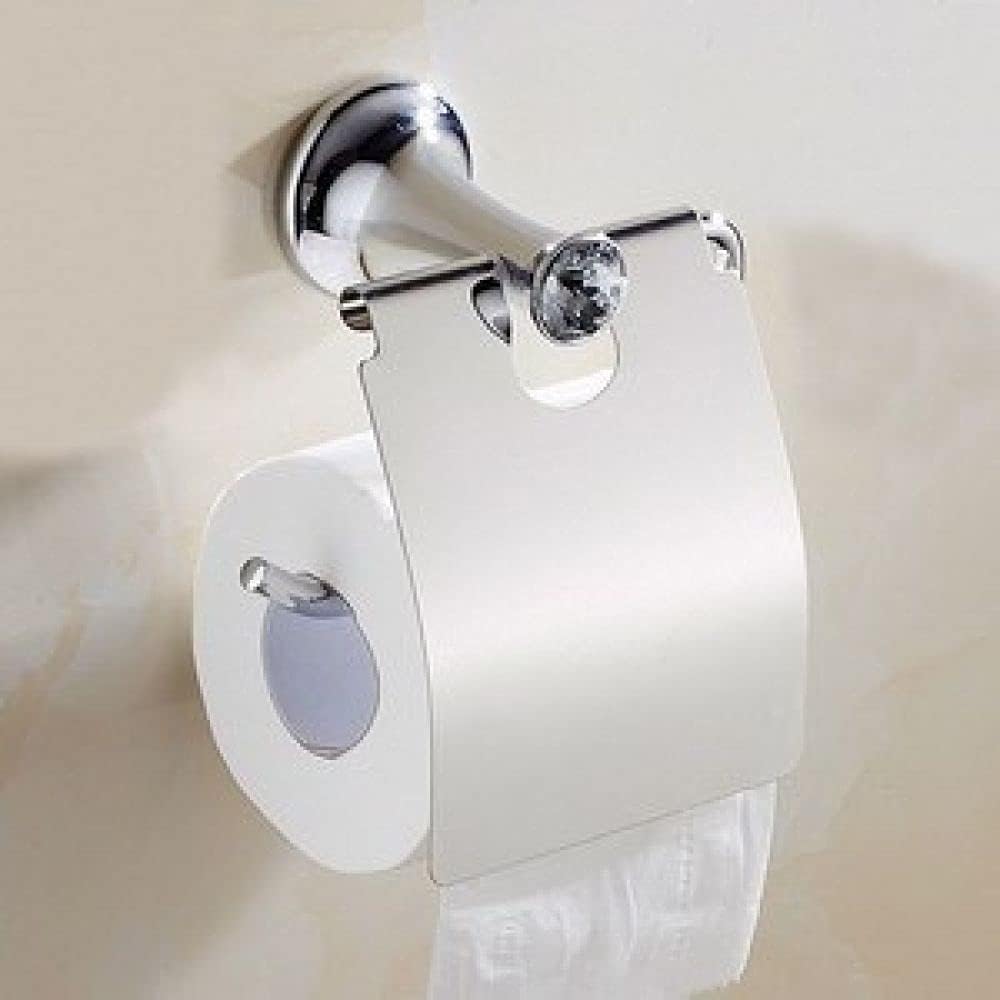 Chrome Plated Double Towel Bar Bathroom Accessories - Modern Wall-Mounted Towel Rack, Robe Hook, Soap Basket(Toilet Paper Holder)