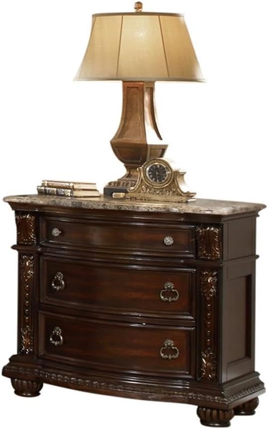 Roma Traditional Style Queen 4 Pc Bedroom Set Made with Wood in Dark Walnut