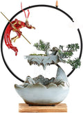 GUERNSEY Tabletop Fountain Desktop Fountain Chinese Style Office Decoration Home Accessories Porch Living Room Rockery Water Fountain Humidifier Crafts Indoor Fountain