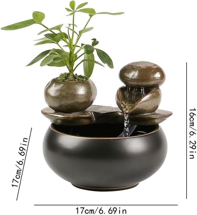 GUERNSEY Tabletop Fountain Tabletop Fountains Simple Ceramic Water Ornaments Chinese Tea Room Tea Table Circulating Water Fountain Ornaments Study Decorations Indoor Fountain