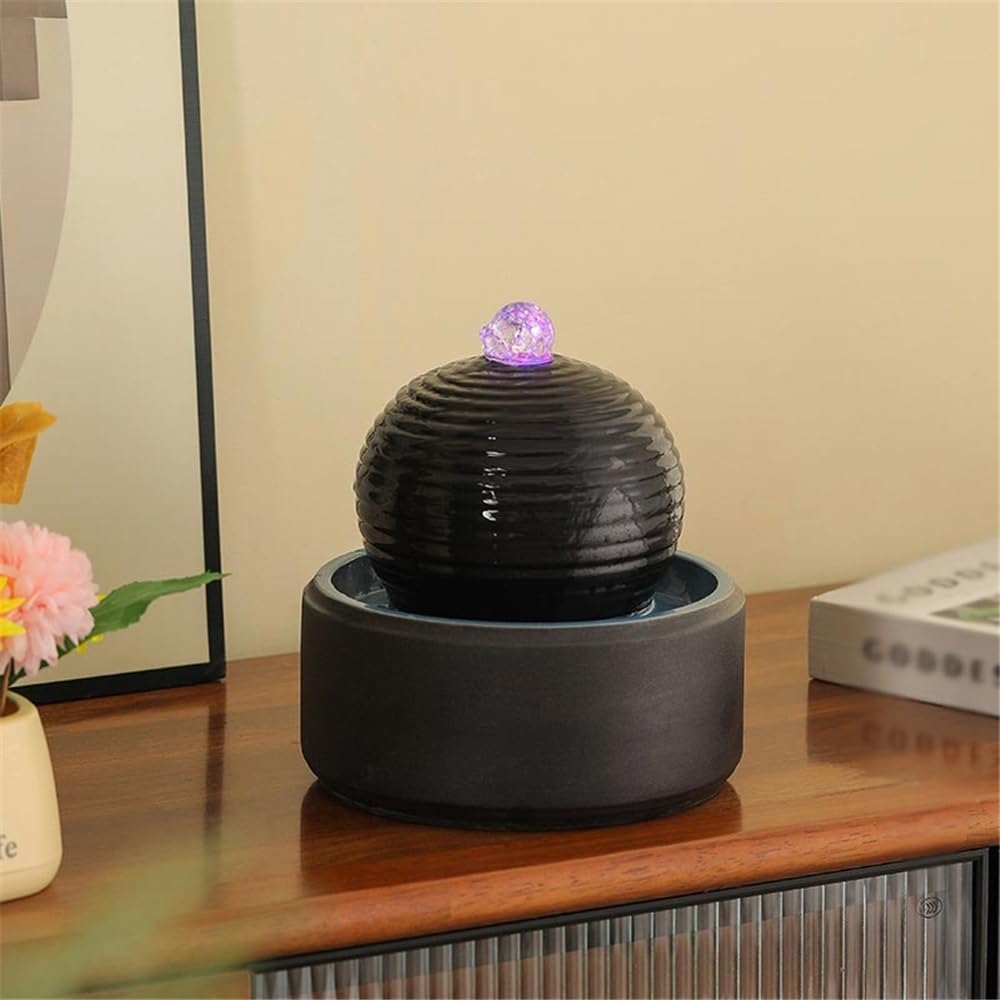 Tabletop Indoor Mini Ceramic Tabletop Fountain Modern Water for Living Room Decor(Blue)