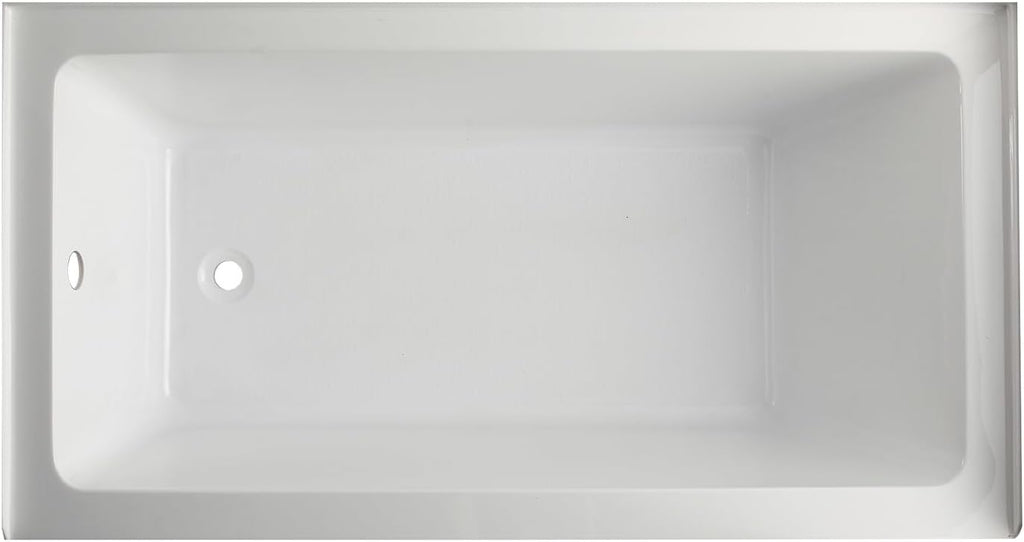 Aqua Eden VTAP6032L22C 60-Inch Anti-Skid Acrylic 3-Wall Alcove Tub with Left Hand Drain Hole, White