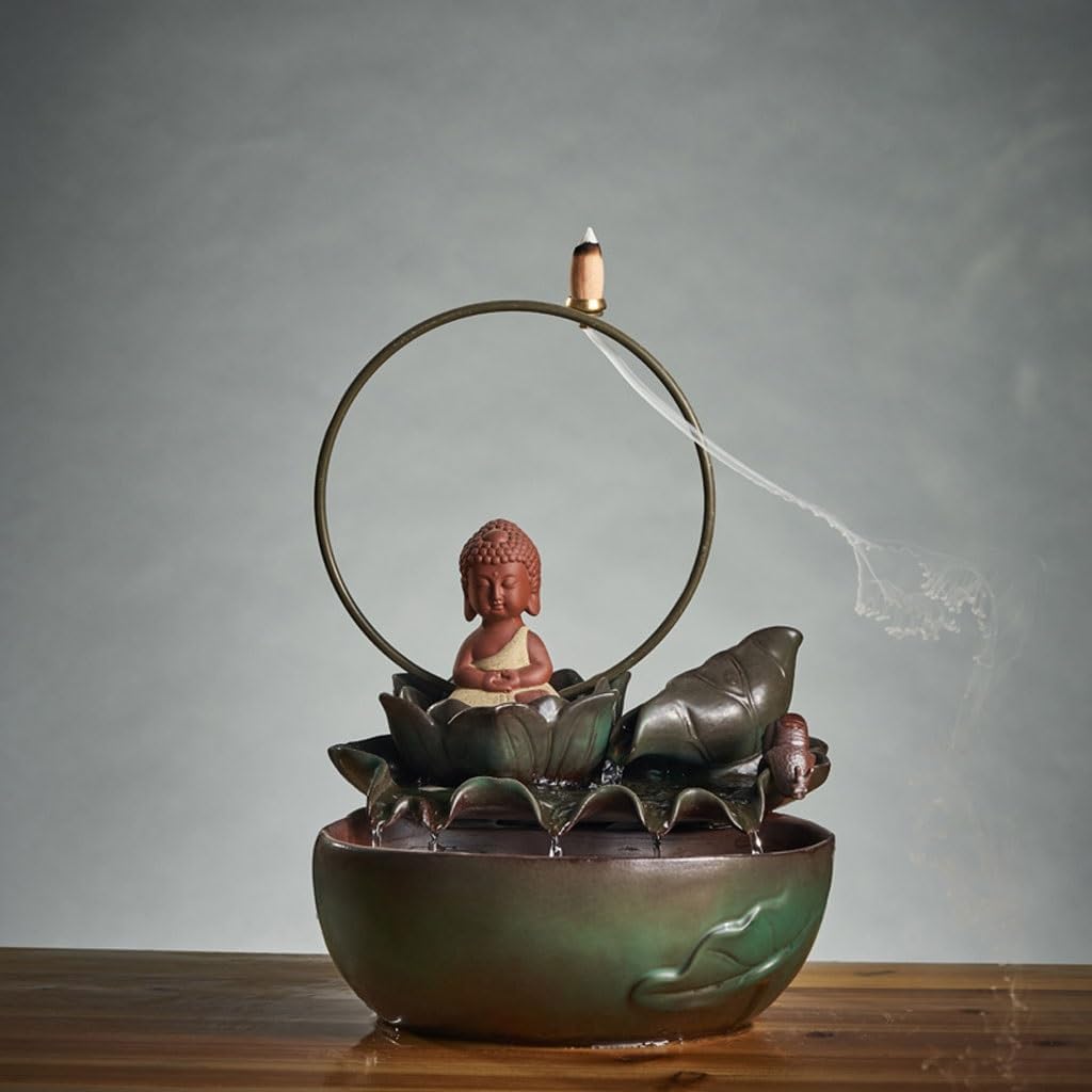 GUERNSEY Tabletop Fountain Chinese Style backflow Incense Home Living Room Desktop Ornaments Indoor circulating Water Desktop Fountain Ornaments Indoor Fountain