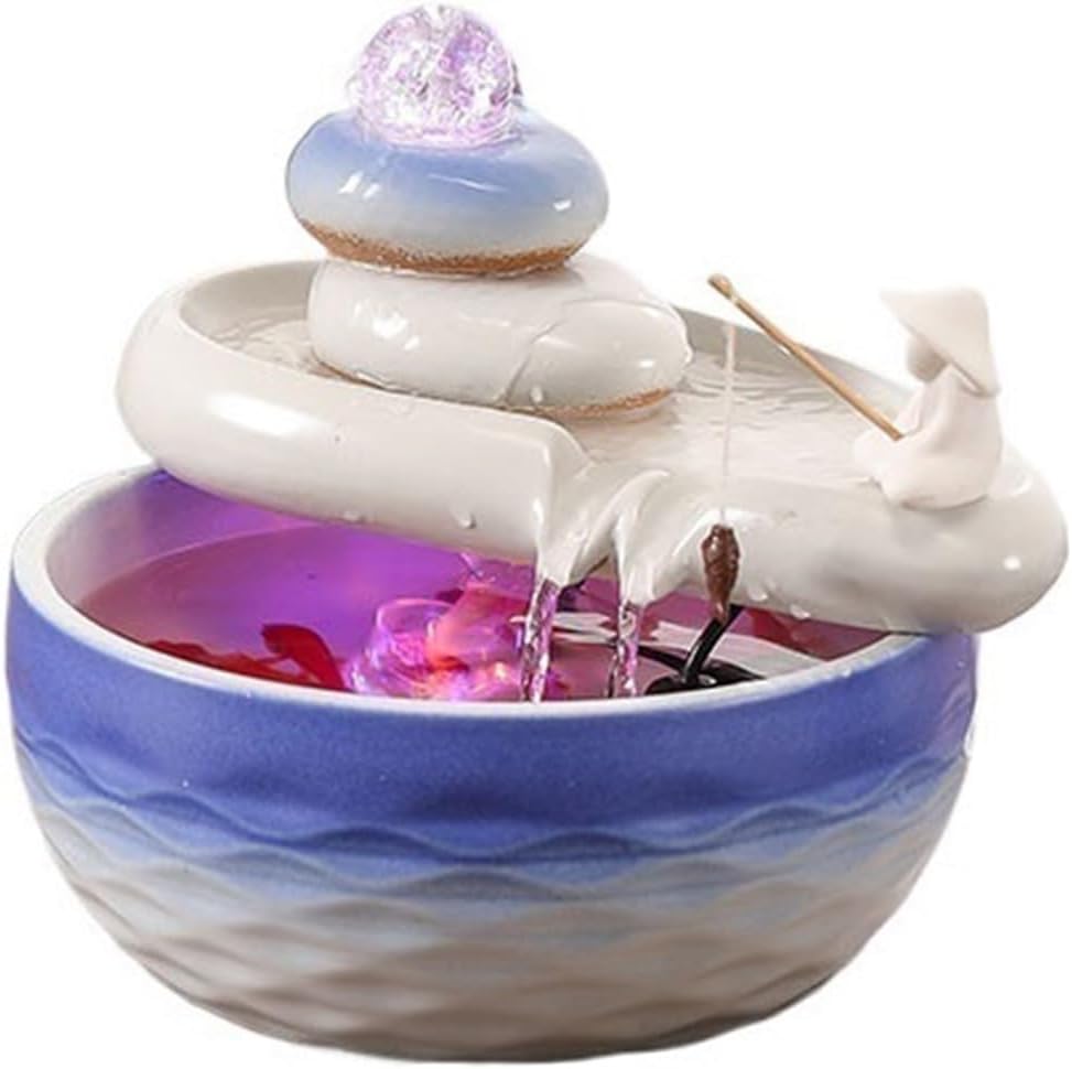 GLigeT Tabletop Fountain Attracting Wealth Ceramic Fish Tanks Fountains Office Desks Home Opening Gifts High End Flowing Decorations for Living Rooms Water Fountain Decor