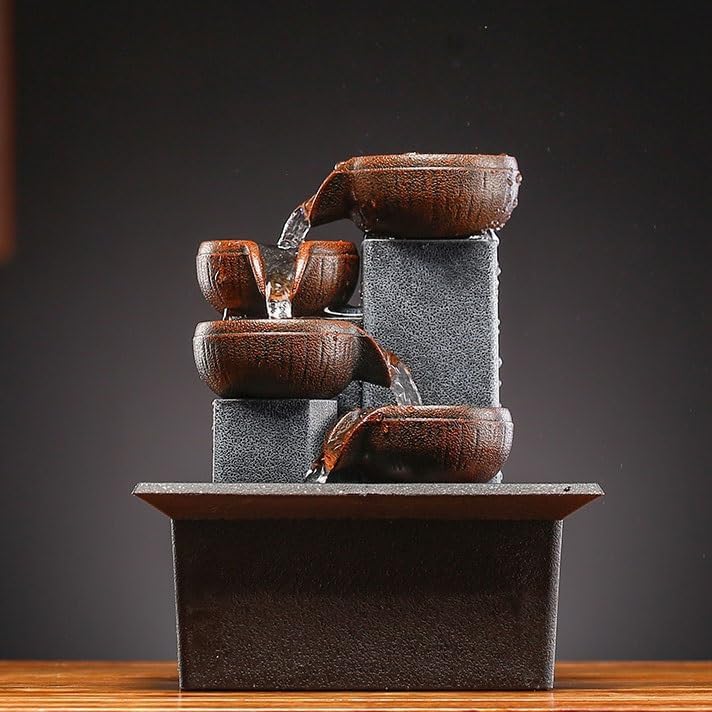 GLigeT Tabletop Fountain Feng Shui Wealth Fountain Desktop Creative Gifts Home Small Living Room Water Fountain Ornaments Decorative Water Fountain Decor