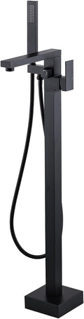 Free Standing Tub Faucet Matte Black,Freestanding Bathtub Faucet For Luxury Bathtub,High Flow Tub Filler,Swivel Spout Brass Construction with Handheld Shower