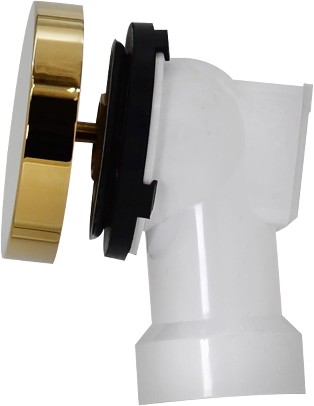 Westbrass D50P35SRE-01 35' Cable Drive Bathtub Drain Trim with Rotary Overflow Cover Knob, Pop-Up Stopper Sch. 40 PVC Fittings, Polished Brass