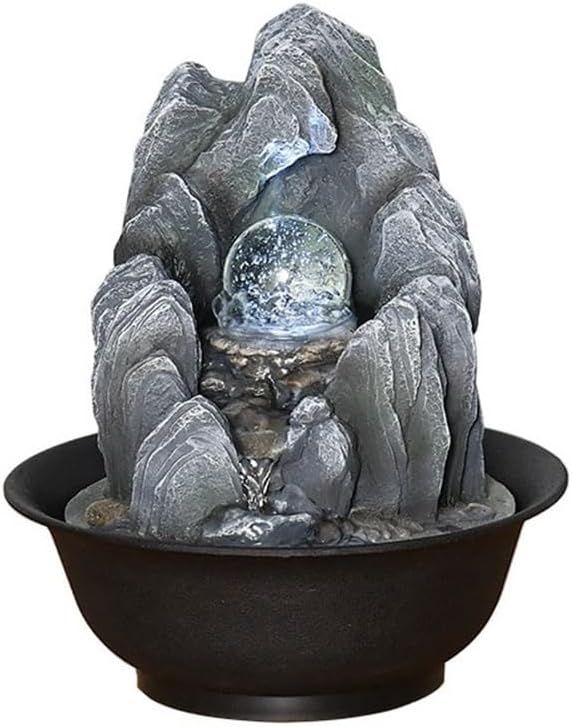 GLigeT Tabletop Fountain Circulation Water Features Fortune Feng Shui Ball Fountain Small Rockery Office Desktop Running Water Ornaments Water Fountain Decor