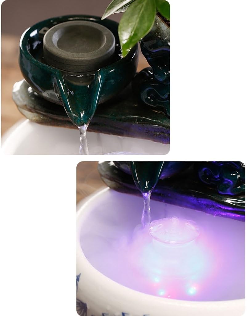 GUERNSEY Tabletop Fountain Chinese Creative Desktop Fountain Living Room Desktop Water Ornaments Indoor Desktop Ceramic Ornaments Indoor Fountain