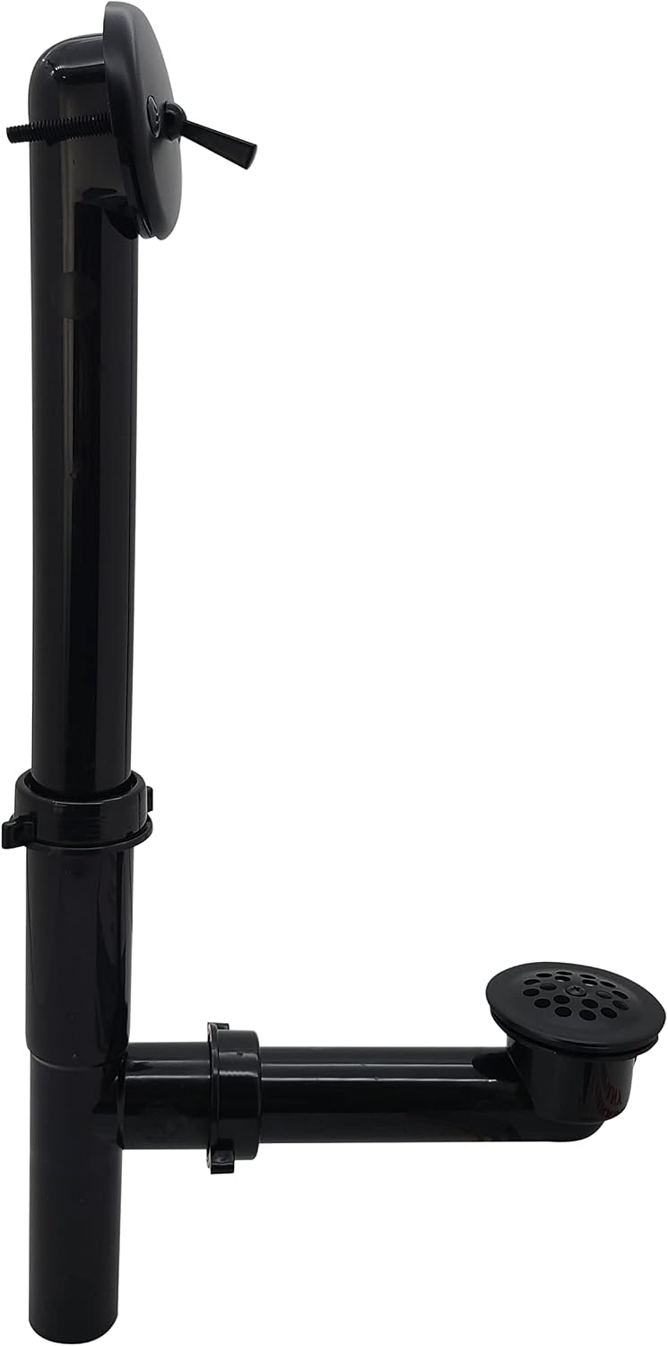 Westbrass 592144-4-62 1-1/2' x 14' Poly Tubular Bath Waste & Overflow Assembly with Trip Lever and Beehive Strainer Grid Drain Cover, 4-Pack, Matte Black