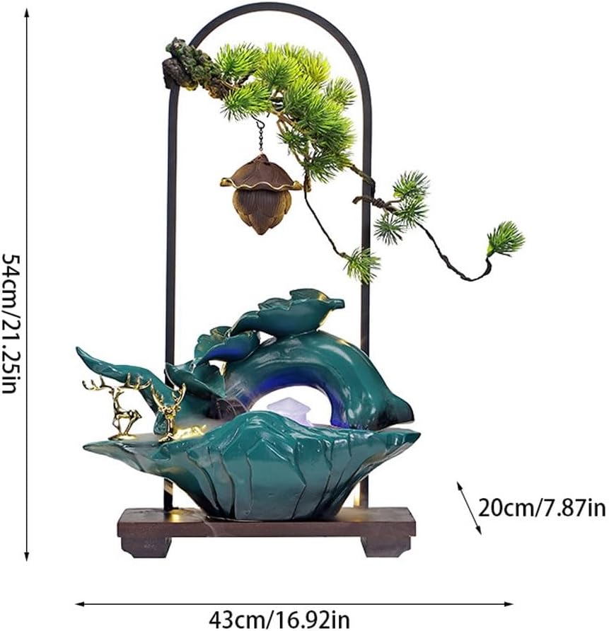 GUERNSEY Tabletop Fountain Lighting Water Ornaments Water Circulation Humidification Fountain Living Room Porch Office Desktop Indoor Fountain