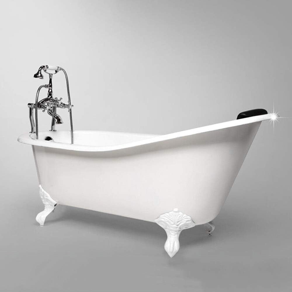 Chrome Plating Bathtub Shower Set Bathtub Side Simple Shower Deck Installation Double Handle 2 Functions Hand Shower Thick Brass Mixing Valve Hot and Cold Water Faucet Rotating Faucet/C Full Moon