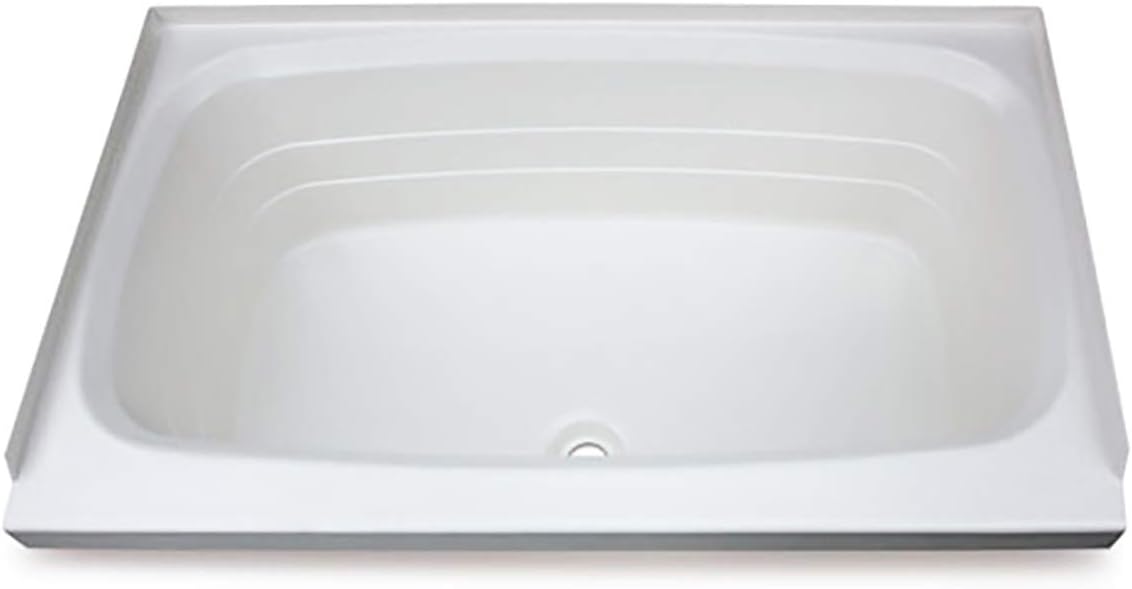 Lippert Replacement 24' x 38' White Bathtub with Center Drain, Scratch-Resistant ABS Acrylic for RVs, Travel Trailers, 5th Wheels, Motorhomes - W2438CDSPK