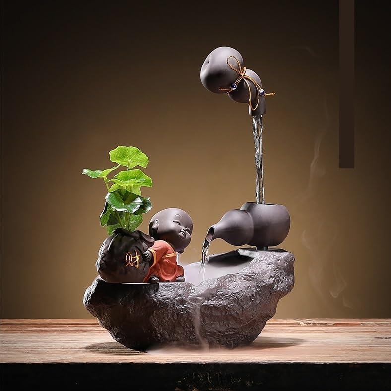 GUERNSEY Tabletop Fountain Tabletop Fountain Suspended Water Fountain Home Office Desktop Chinese Landscape Porch Fountain Crafts Indoor Fountain