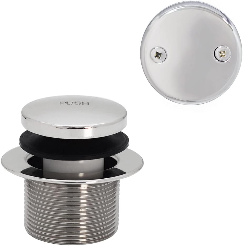 Westbrass Y593144CP-12 14' Black Tubular Bath Waste & Overflow Assembly with Tip-Toe Drain Plug and Two-Hole Faceplate, Polished Chrome (12-Pack)