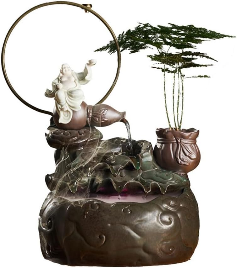 GUERNSEY Tabletop Fountain Ceramic Circulating Water Ornaments Home Living Room Decorations Indoor Desktop Landscape Fountain Creative Ornaments Tabletop Fountains Indoor Fountain