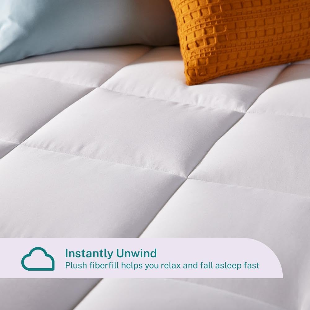 Sleep Innovations Dual Layer 4 Inch Memory Foam Mattress Topper, California King Size, Medium Support, 2 Inch Cooling Gel Memory Foam Plus 2 Inch Pillow Top Cover