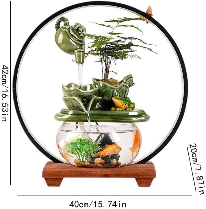 GUERNSEY Tabletop Fountain Tabletop Fountains Chinese-Style Ceramic Circulating Water Ornaments Home Study Desk Fountain Ornaments Tea Room Desk Decorations Indoor Fountain