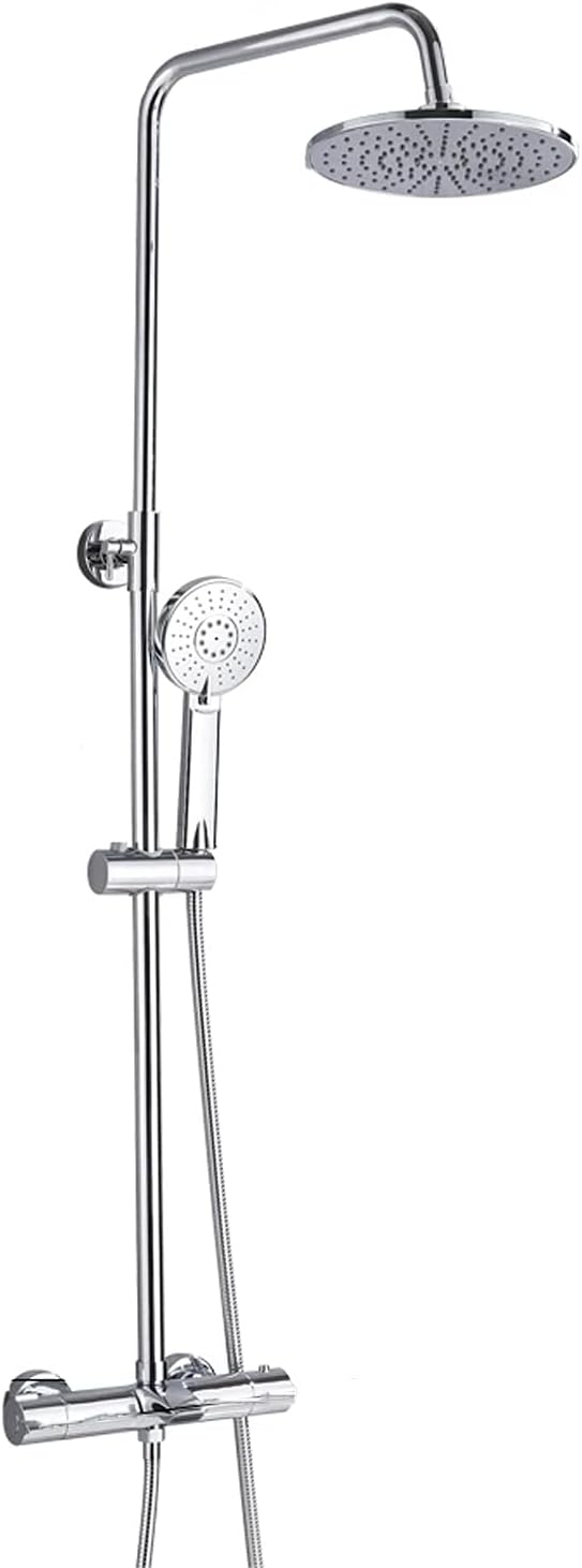 Shower Fixtures Thermostatic Brass Chrome Faucets Sets 3 Function Wall Mounted Exposed System Complete Set with Waterfall Tub Faucet
