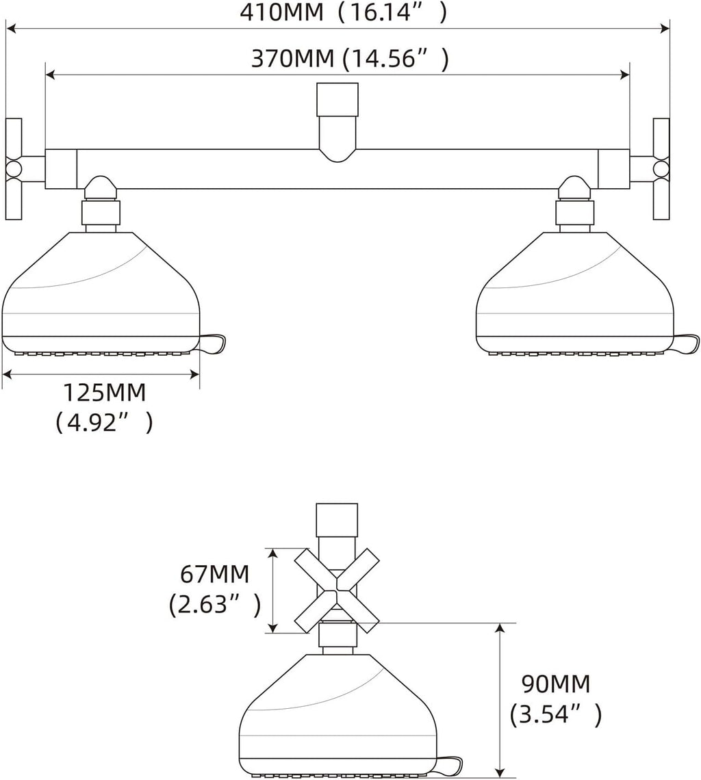 Double Shower Head with Manifold Shut-Off Valve,4 Function 2 Shower Sprayers For Couples Shower,High Pressure Dual Shower Heads Combo Set,Brushed Gold,AG1MG