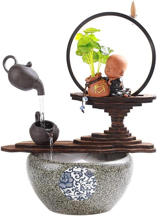 GUERNSEY Tabletop Fountain Chinese Creative Hanging Pot Backflow Incense Desktop Ornaments Office Desktop Fountain Ornaments Indoor Water Ornaments Indoor Waterfall Feature Indoor Fountain