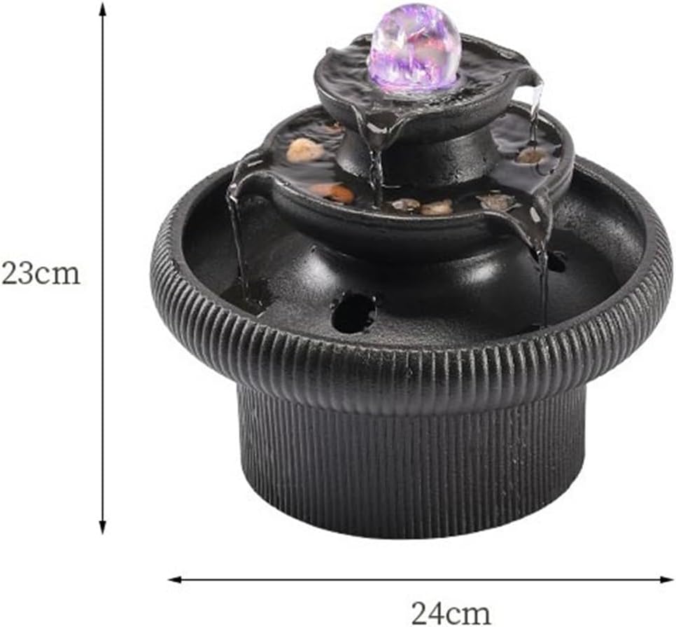 Tabletop Indoor Fountain Tabletop Fengshui Waterfall Office LED Lights Rolling Ball Decor