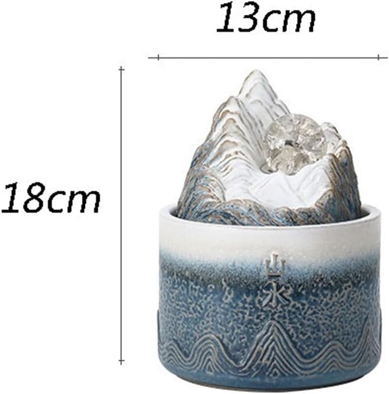 GRFIT Indoor Fountain Ceramic Ornaments for Home, Office, Wigwam, Flowing Water Cycle, Small Desktop Fountain, Water Features Attracting Wealth Table Fountain(Blue)