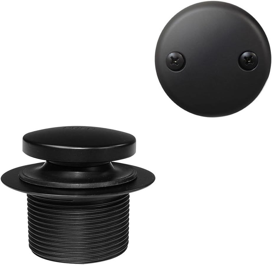 Westbrass 593244-4-62 14' x 1-1/2' White Tubular Bathtub Waste & Overflow Assembly with Tip-Toe Drain Plug and 2-Hole Faceplate, 4-Pack, Matte Black, 4 Count