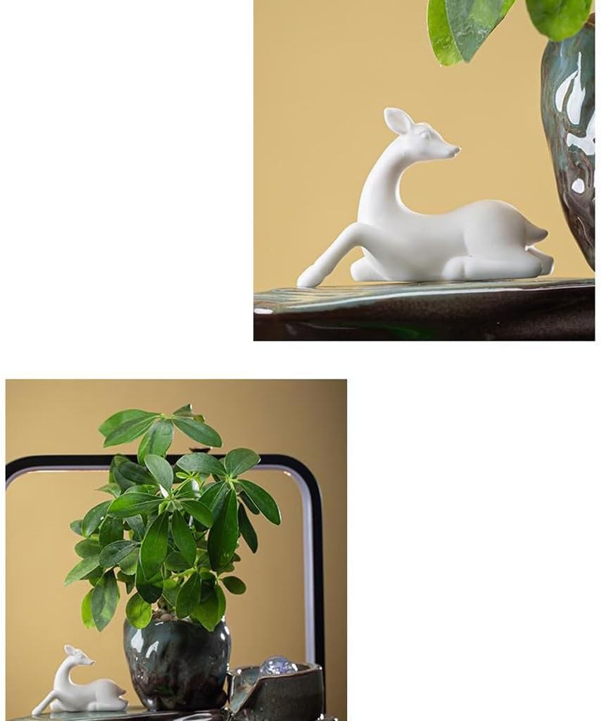 GUERNSEY Tabletop Fountain Chinese Desktop Water Fountain Creative Simple Circulating Water Ornaments Living Room Office Desktop Fish Tank Indoor Waterfall Feature Indoor Fountain