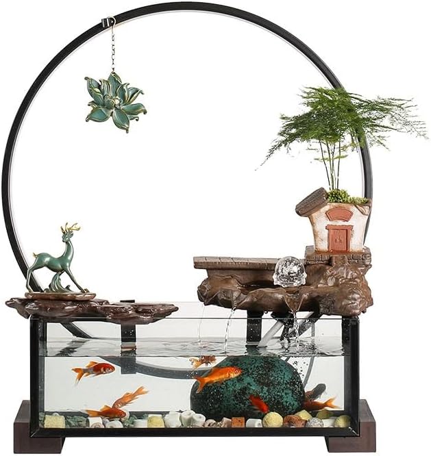 GUERNSEY Tabletop Fountain Tabletop Fountain Rockery Circulating Water Flow Device Ceramic Fish Tank Landscape Office Desktop Ornaments Decoration Indoor Fountain