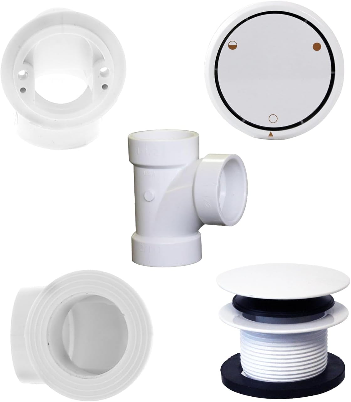 Westbrass D493244CHM-12-50 Bath Waste & Overflow Assembly with Patented Deep Soak Faceplate Cover and Tip-Toe Drain Plug - SCH. 40 PVC, Powder Coat White (12-Pack)
