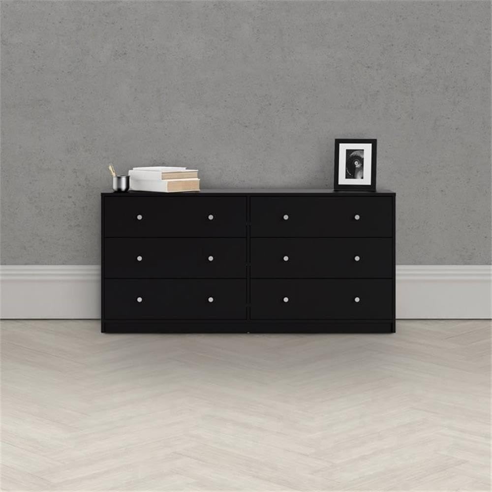 Home Square 2 Piece Set with 3 Drawer Chest and 6 Drawer Double Dresser in Black
