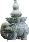 Tabletop Chinese Style Water Tabletop Fountain Ceramic Elephant Flowing Water Ornament Decor(Blue)