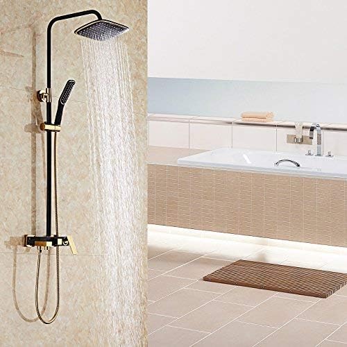 European Style Black Gold Shower Head, Bathroom, Copper and Cold Water Washing Machine, Wall Hanging Black Shower Set, Black Gold Single Rotary Switch Three Drain Quality Ass