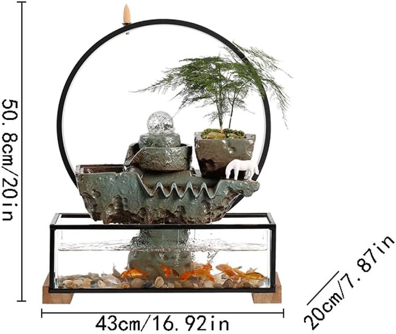 GUERNSEY Tabletop Fountain Creative Fish Tank Ornaments Office Desktop Fountain Living Room Desktop Decorations Tea Room Ceramic Fountain Ornaments Indoor Waterfall Feature Indoor Fountain