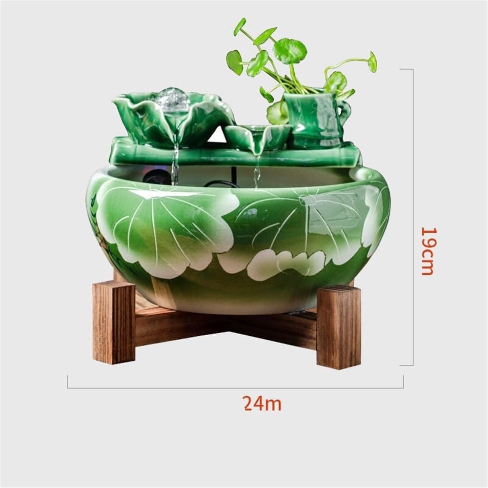 Tabletop Feng Shui Ornament Ceramic Desktop Fish Tank Tabletop Fountain Water Feature Office Decor Decor(Small)
