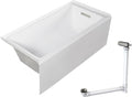 Transolid Unity 60 x 30 x 20-1/4 in. Acrylic Alcove Bathtub with Right-Hand Drain, White/Brushed Nickel