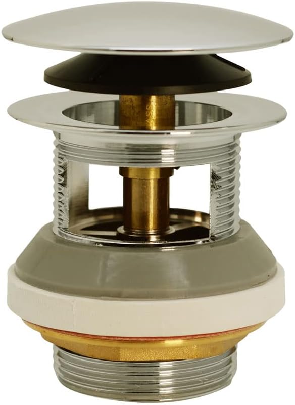 Westbrass D980LTBAA-05 1-1/2' NPSM Integrated Overflow Drain Trim Kit with Illusionary No-Hole Overflow and ABS Adapter, Brass, Polished Nickel