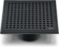 QM Square Shower Drain, Grate made of Stainless Steel Marine 316 and Base made of ABS, Lagos Series Mira Line, 5 inch 3/4, ORB/Black Finish, Kit includes Hair Trap/Strainer and Key