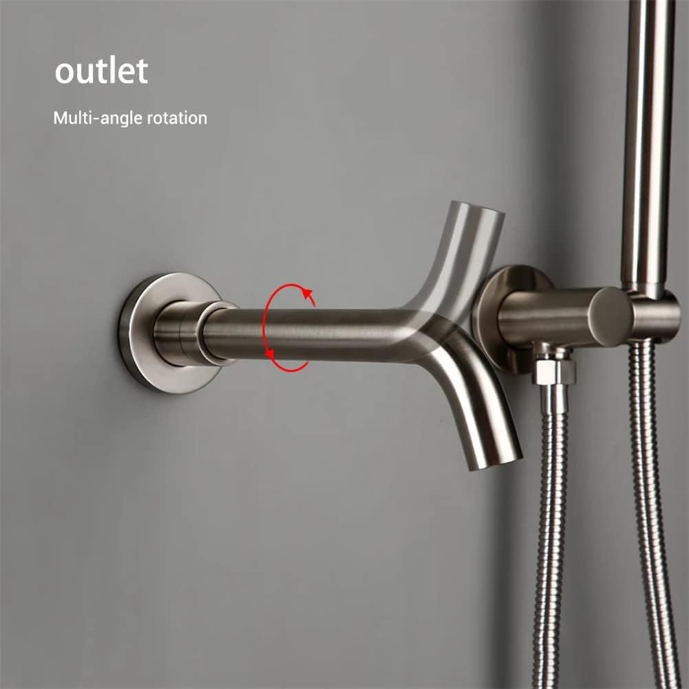 Bathtub Faucet with Shower, Tub Taps Hot and Cold Bathroom Faucet Brushed Brass Shower Faucet Diverter, with Wall Mount Spout Handheld Hose Bathtub Filler Mixer Tap Set,Brushed Chrome