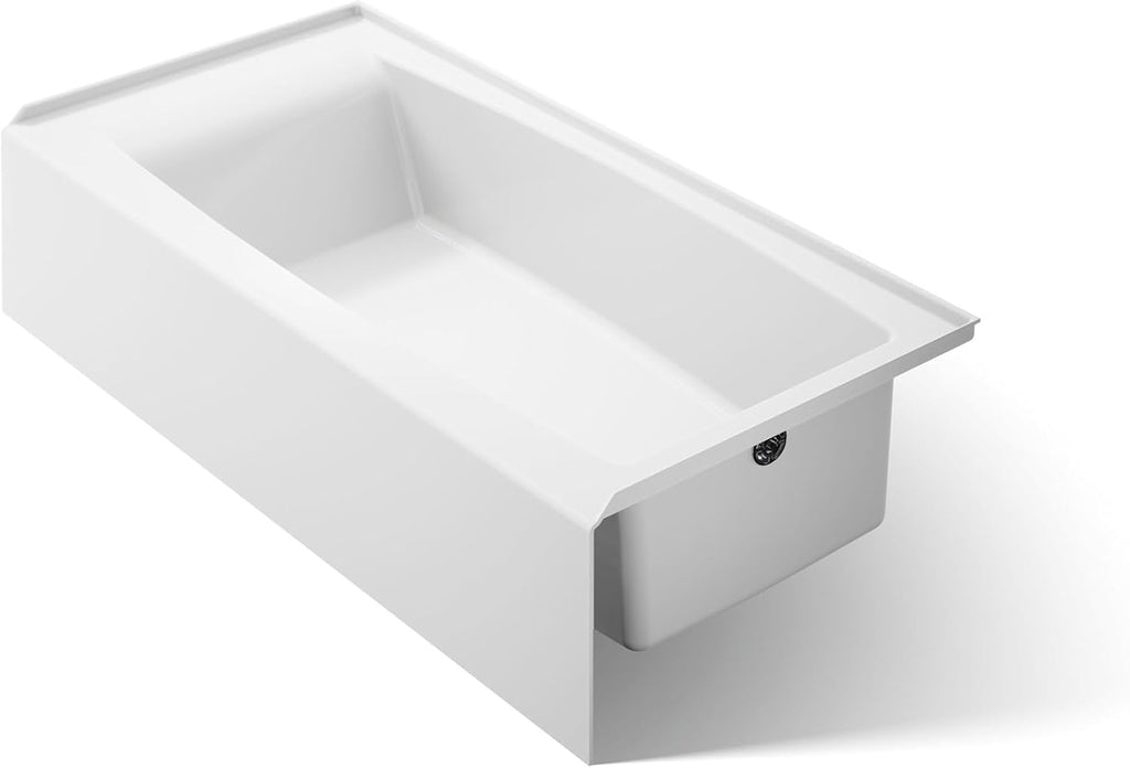 KOHLER K-26109-RA-0 Entity 60-Inch x 30-Inch Alcove Bath with Integral apron, integral flange and right hand drain, White