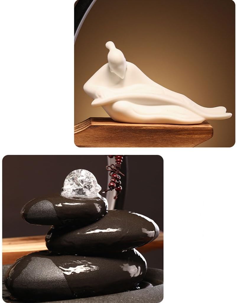 GUERNSEY Tabletop Fountain Living Room Desktop Water Ornaments Backflow Incense Desktop Circulating Water Fountain Creative Desktop Ornaments Indoor Fountain