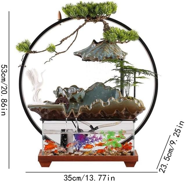 GUERNSEY Tabletop Fountain Chinese Style Simple Water Ornaments Creative Simple Porch Decoration Ornaments Office Desktop Fountain Ornaments Indoor Waterfall Feature Indoor Fountain