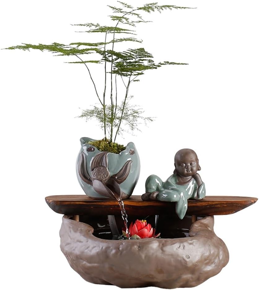 GUERNSEY Tabletop Fountain Chinese Creative Small Water Ornaments Tea Room Desktop Circulating Water Fountain Ornaments Indoor Decorative Fountain Indoor Waterfall Feature Indoor Fountain