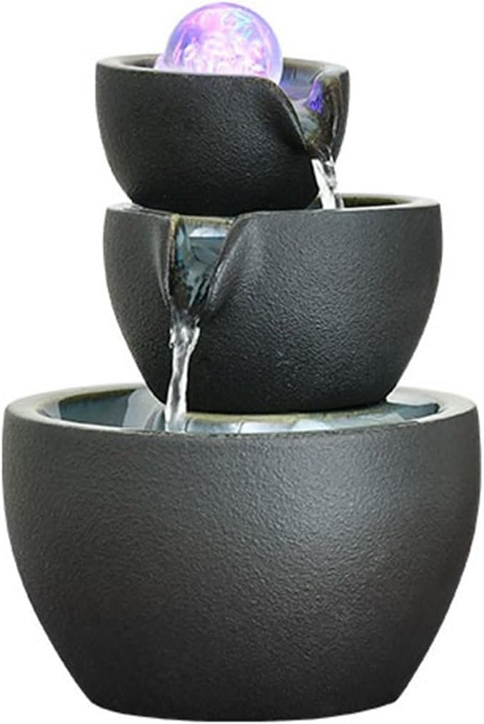 GLigeT Tabletop Fountain Coffee Table Small Ceramic Circulation Fountain Desktop Water Feature Living Room Feng Shui Ornaments Office Entrance Water Fountain Decor