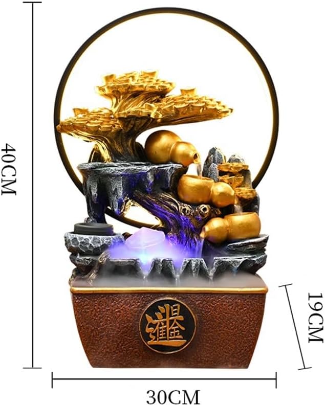 GRFIT Indoor Fountain Tabletop Relaxation Fountain with Flowing Water Wheel Decoration Table Fountain