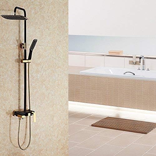 European Style Black Gold Shower Head, Bathroom, Copper and Cold Water Washing Machine, Wall Hanging Black Shower Set, Black Gold Single Rotary Switch Three Drain Quality Ass