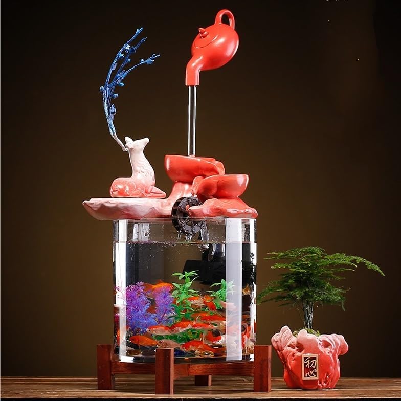 GUERNSEY Tabletop Fountain Tabletop Fountain Small Desktop Water Fountain Living Room Fish Tank TV Cabinet Ornaments Creative Home Decorations Indoor Fountain